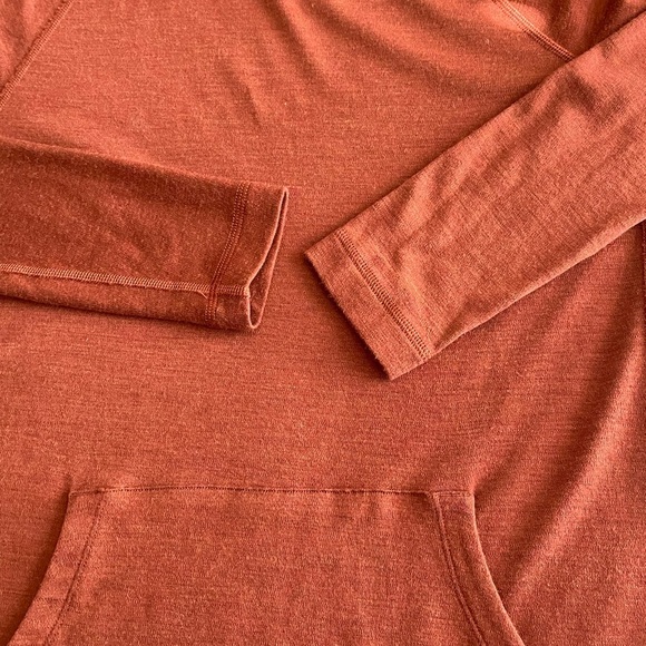 Smartwool Women’s Thermal Drape Neck Hoodie Medium Pecan Brown Heather Layer - Picture 8 of 9